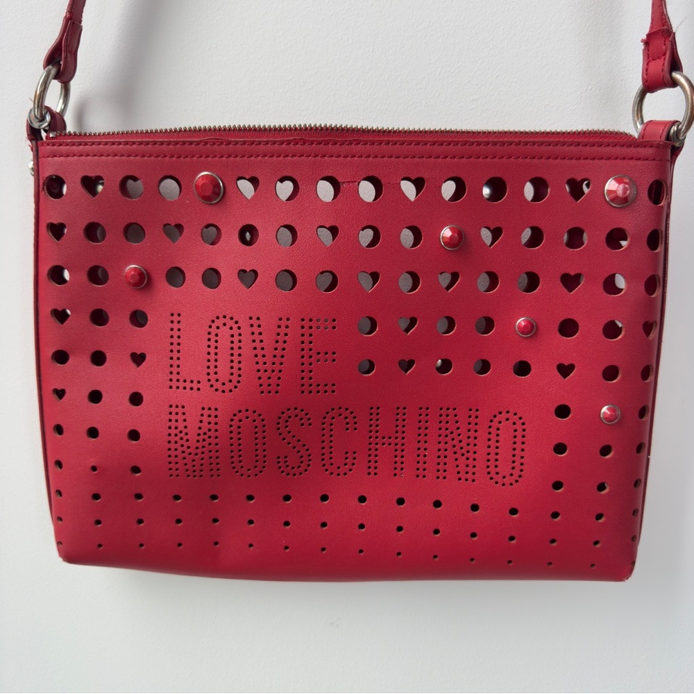 Love Moschino Red Perforated Shoulder Bag
